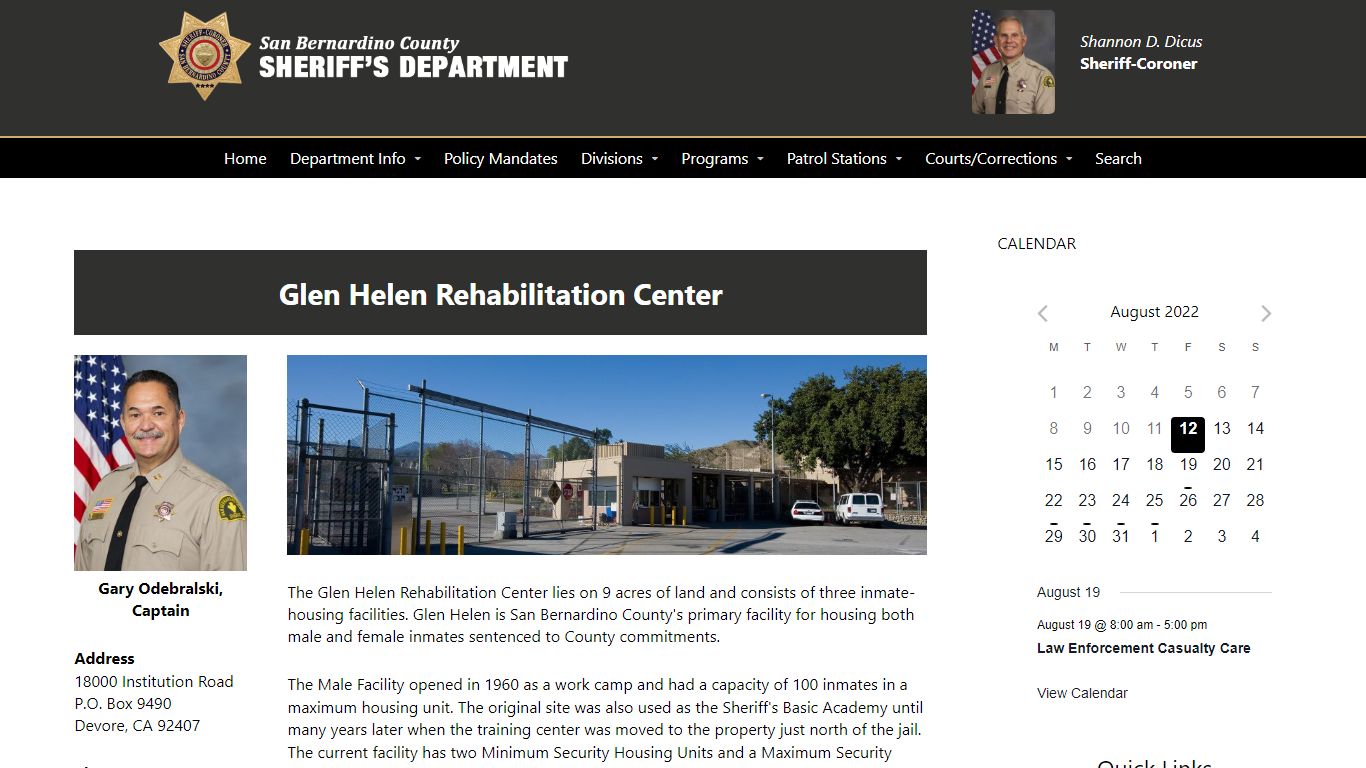 Glen Helen Rehabilitation Center - San Bernardino County ...