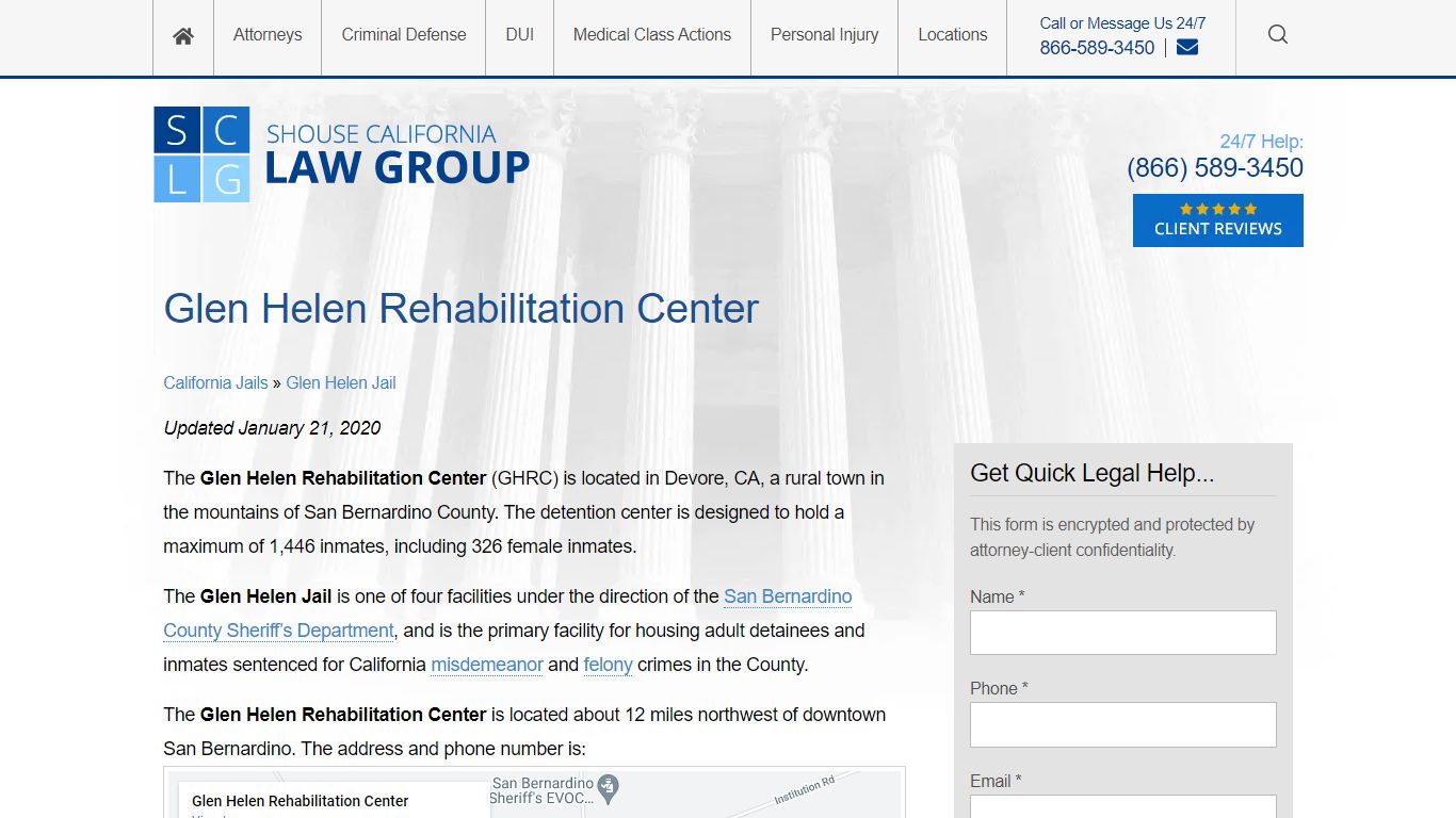 Glen Helen Rehabilitation Center Info - Location, Bail ...